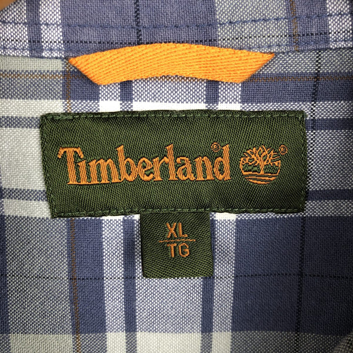 Vintage 90s-00'S Timberland long-sleeved cotton check shirt, men's size XL cotton white type Vintage Second Hand