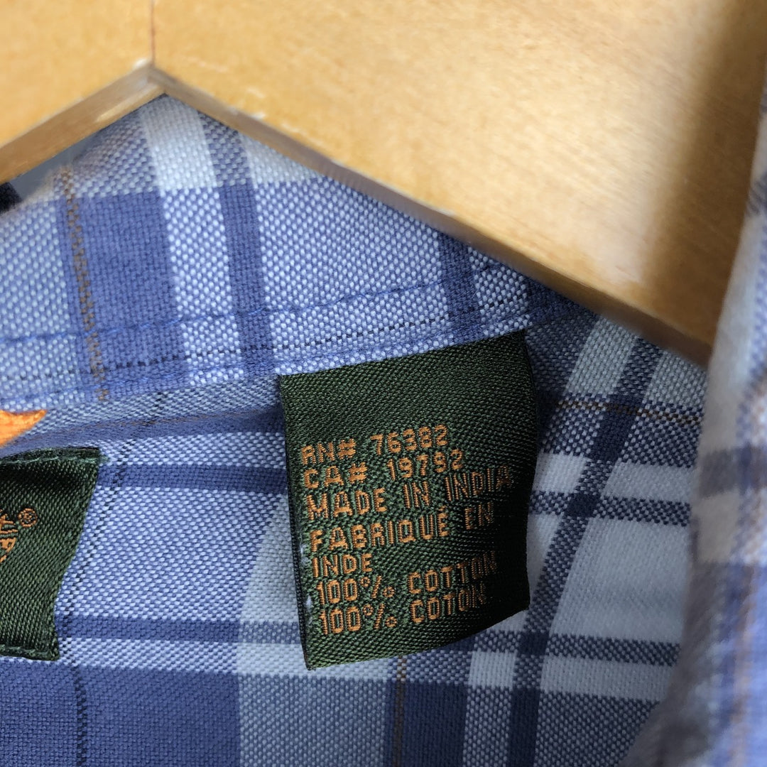 Vintage 90s-00'S Timberland long-sleeved cotton check shirt, men's size XL cotton white type Vintage Second Hand