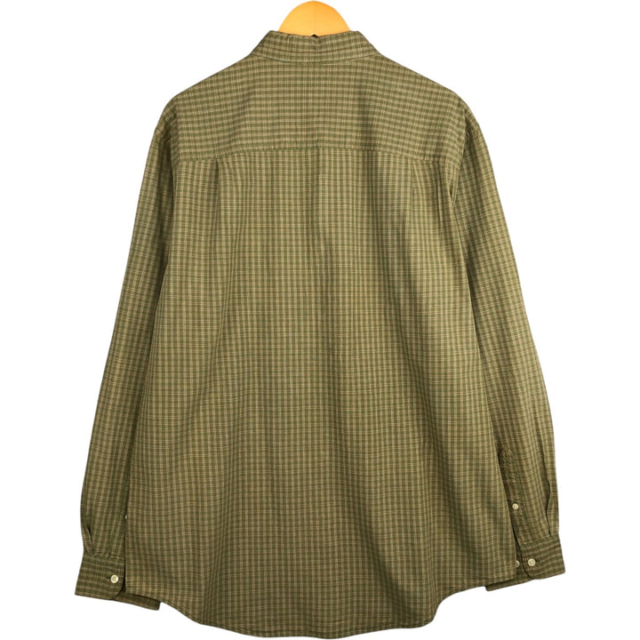 Vintage 90s-00'S Timberland long-sleeved button-down check shirt, men's size XL cotton Khaki type sage green Vintage Second Hand