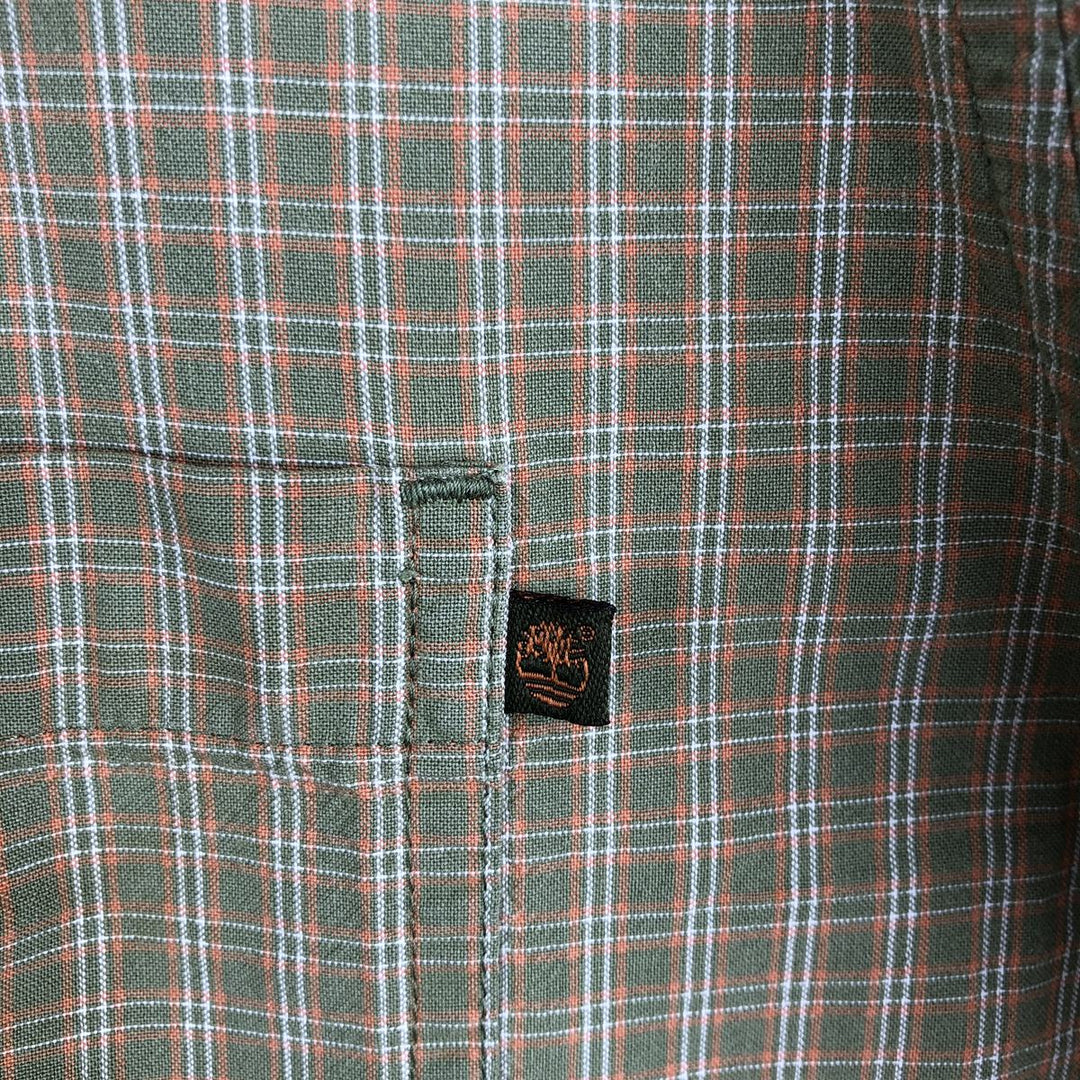 Vintage 90s-00'S Timberland long-sleeved button-down check shirt, men's size XL cotton Khaki type sage green Vintage Second Hand