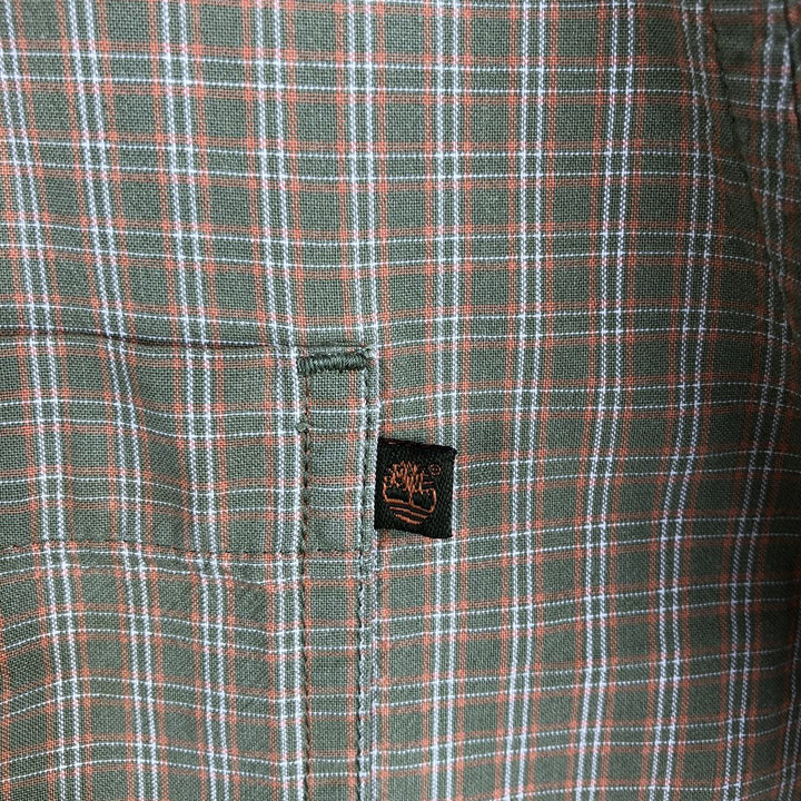 Vintage 90s-00'S Timberland long-sleeved button-down check shirt, men's size XL cotton Khaki type sage green Vintage Second Hand