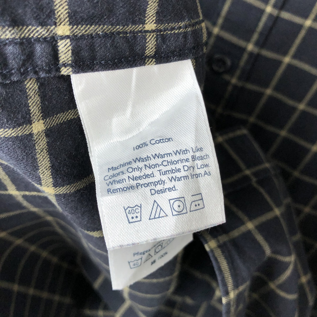 Eddie Bauer Relaxed Fit Long Sleeve Button-Down Check Shirt, Men's Size XL cotton navy blue type Vintage Second Hand