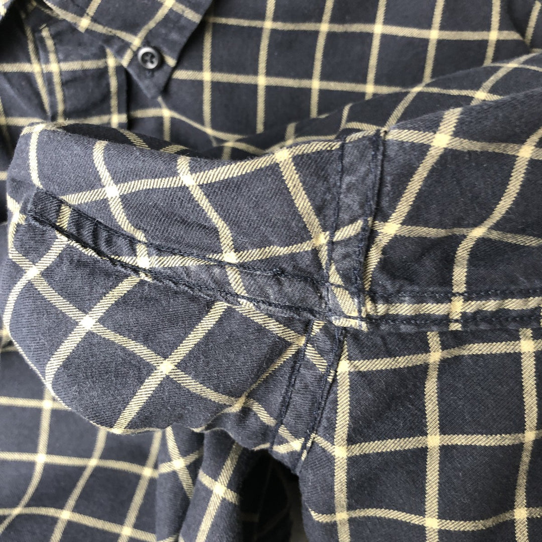 Eddie Bauer Relaxed Fit Long Sleeve Button-Down Check Shirt, Men's Size XL cotton navy blue type Vintage Second Hand