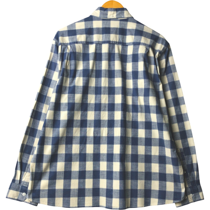 90s-00'S Vintage LLBean Long Sleeve Button-Down Check Shirt, Men's Size L cotton ivory Vintage Second Hand