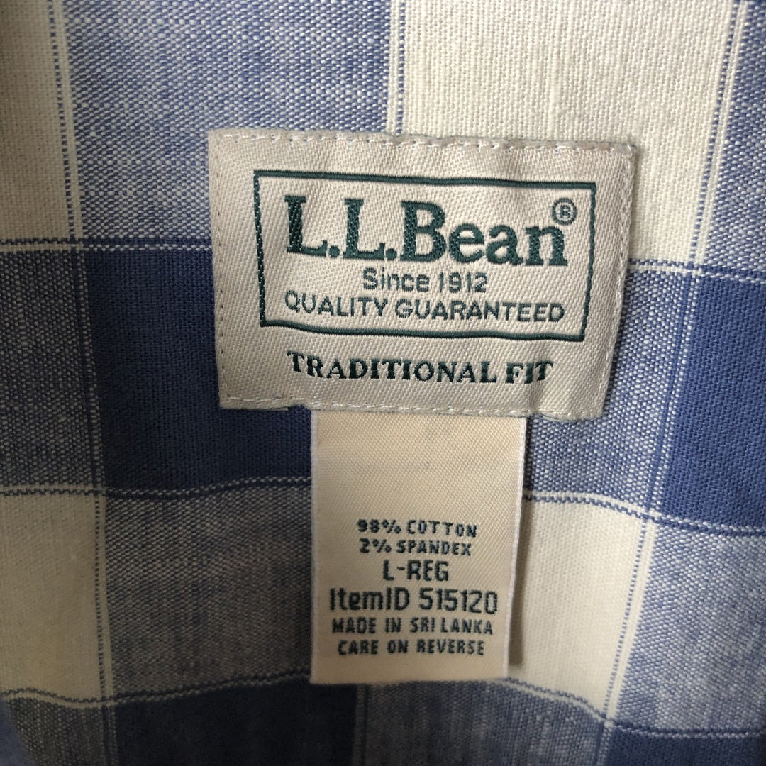 90s-00'S Vintage LLBean Long Sleeve Button-Down Check Shirt, Men's Size L cotton ivory Vintage Second Hand