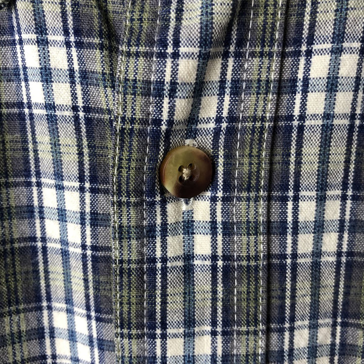90s-00'S Vintage LLBean Long Sleeve Button-Down Check Shirt, Men's Size L cotton navy blue type Vintage Second Hand