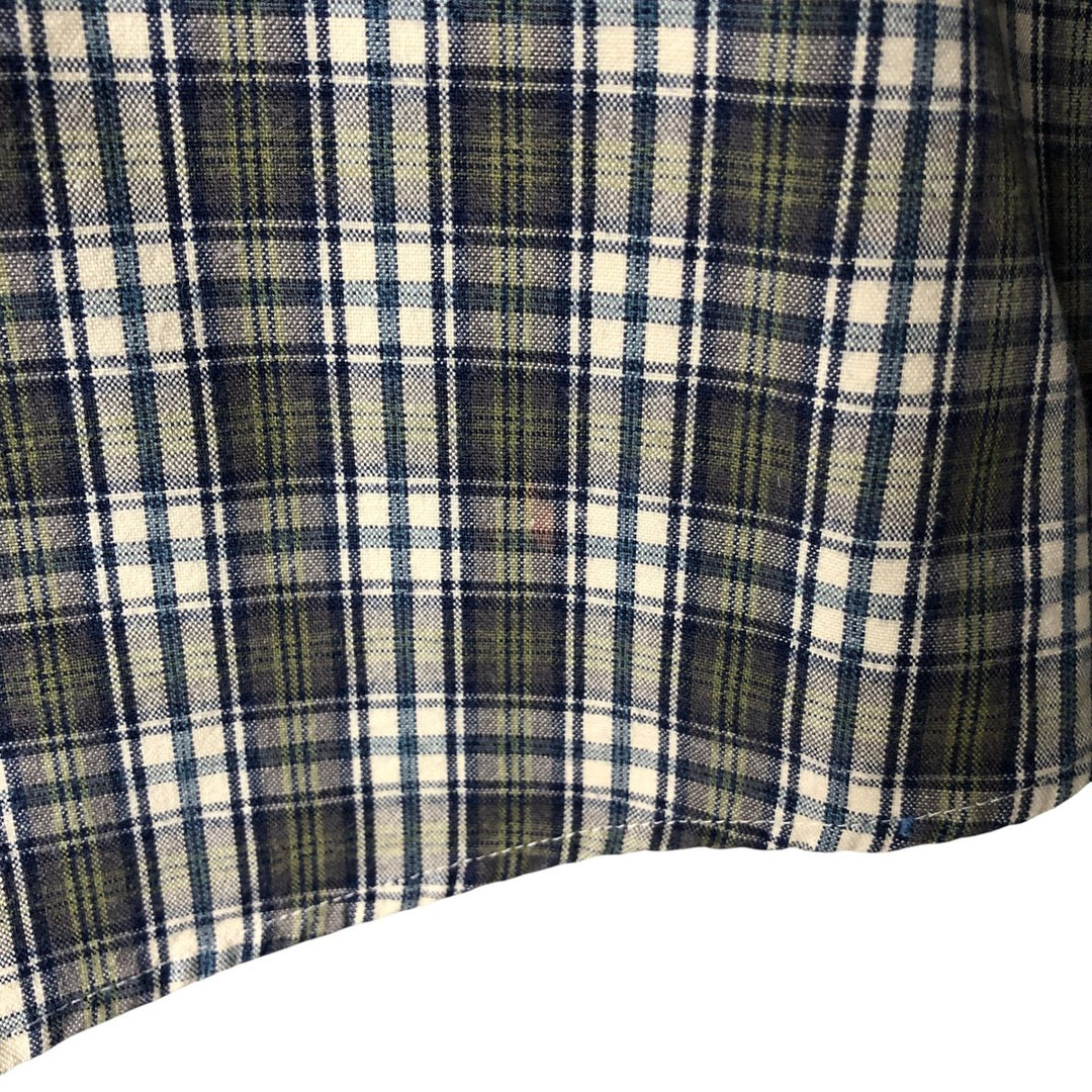 90s-00'S Vintage LLBean Long Sleeve Button-Down Check Shirt, Men's Size L cotton navy blue type Vintage Second Hand