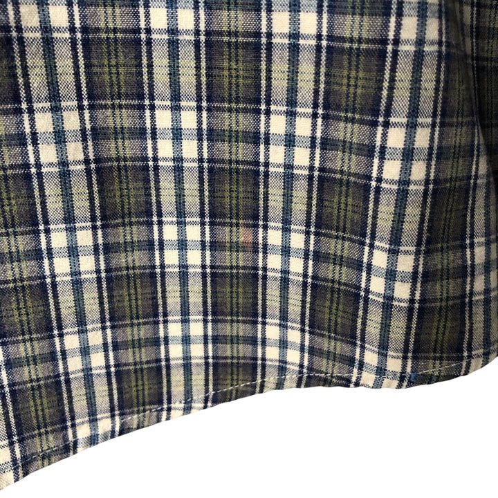 90s-00'S Vintage LLBean Long Sleeve Button-Down Check Shirt, Men's Size L cotton navy blue type Vintage Second Hand