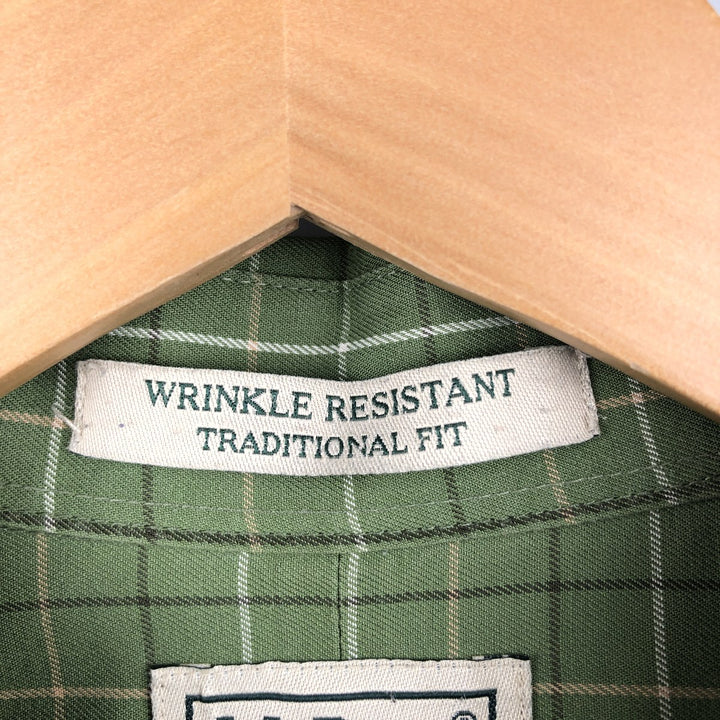 90s-00'S Vintage LLBean Long Sleeve Button-Down Check Shirt, Men's Size L cotton green type yellow green Vintage Second Hand