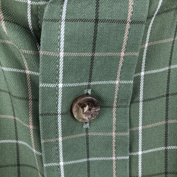 90s-00'S Vintage LLBean Long Sleeve Button-Down Check Shirt, Men's Size L cotton green type yellow green Vintage Second Hand