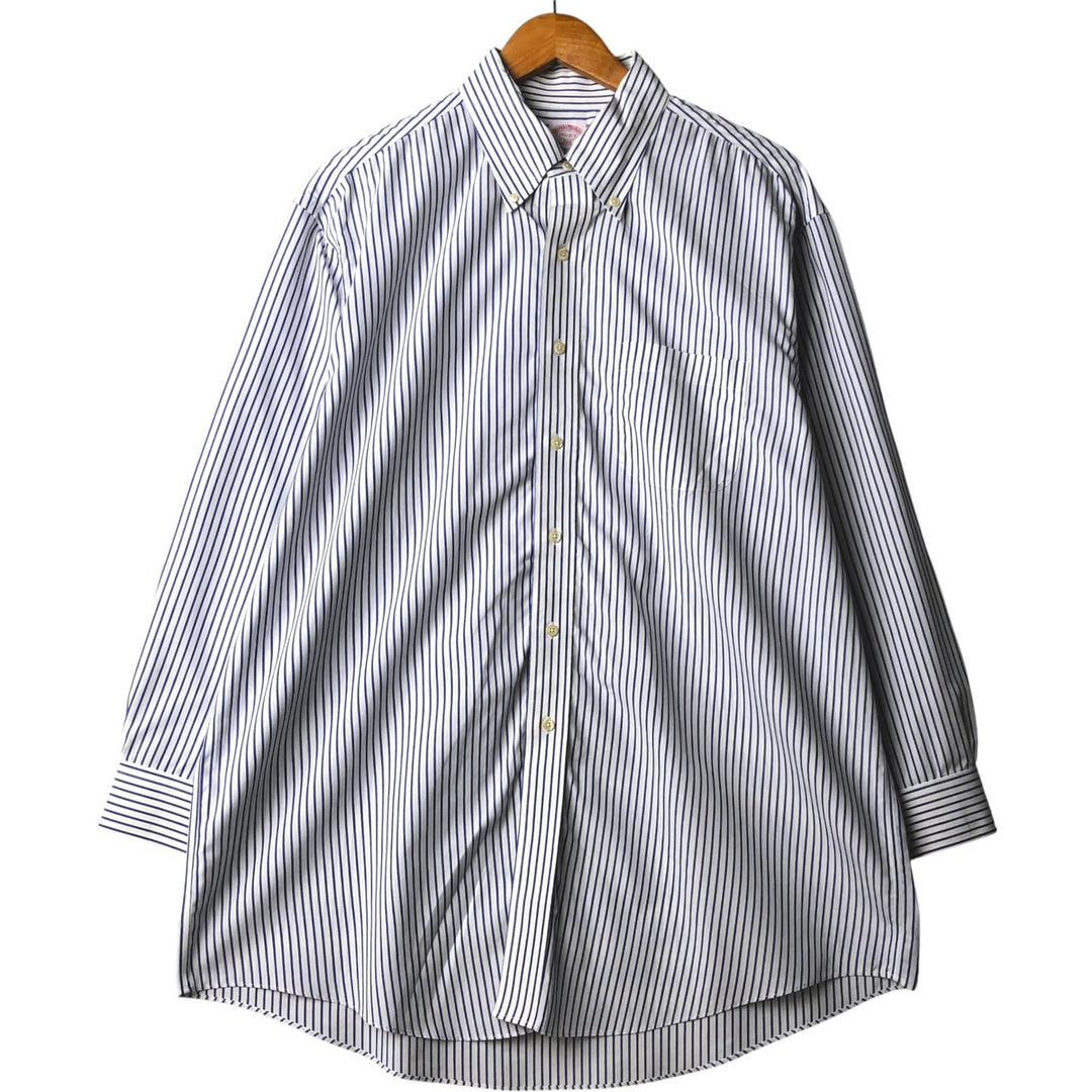 Brooks Brothers 346 Long Sleeve Button-Down Striped Shirt, Men's XL cotton white type Vintage Second Hand