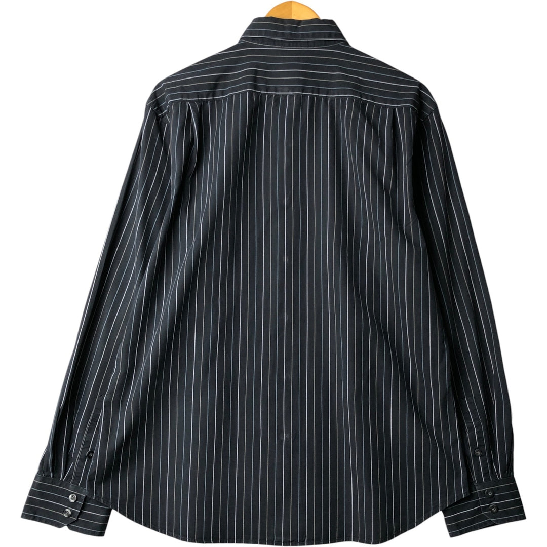 2000'S GAP FITTED PREMIUM Long Sleeve Striped Shirt, Men's Size L unclear navy blue type Vintage Second Hand