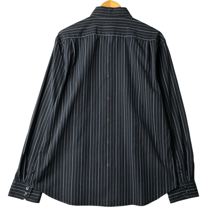 2000'S GAP FITTED PREMIUM Long Sleeve Striped Shirt, Men's Size L unclear navy blue type Vintage Second Hand