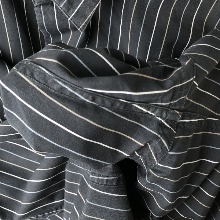 2000'S GAP FITTED PREMIUM Long Sleeve Striped Shirt, Men's Size L unclear navy blue type Vintage Second Hand