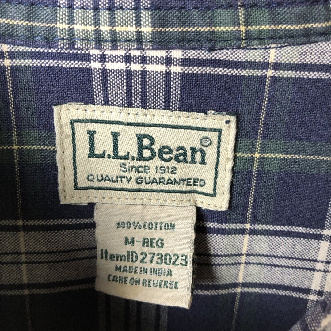 90s-00'S Vintage LLBean Long Sleeve Cotton Check Shirt, Men's Size Medium cotton ivory Vintage Second Hand