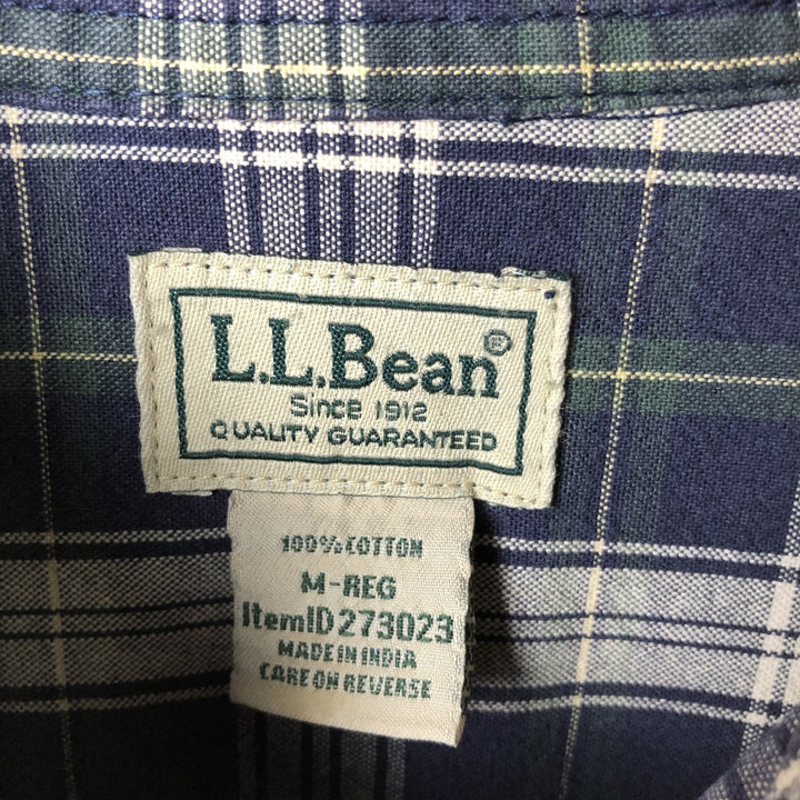 90s-00'S Vintage LLBean Long Sleeve Cotton Check Shirt, Men's Size Medium cotton ivory Vintage Second Hand