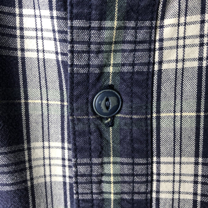 90s-00'S Vintage LLBean Long Sleeve Cotton Check Shirt, Men's Size Medium cotton ivory Vintage Second Hand
