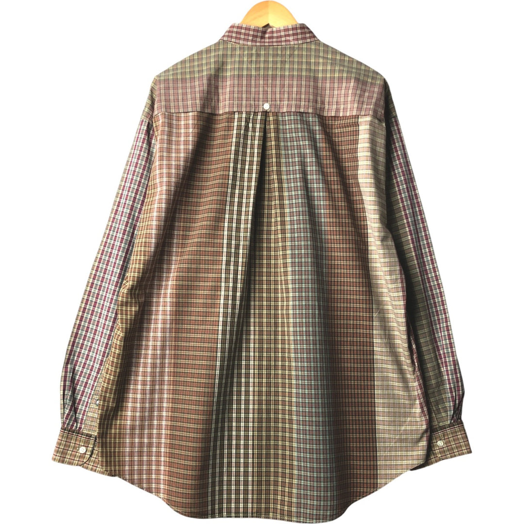 Vintage 90'S Tommy Hilfiger long-sleeved button-down check shirt, men's size XL cotton red type Vintage Second Hand