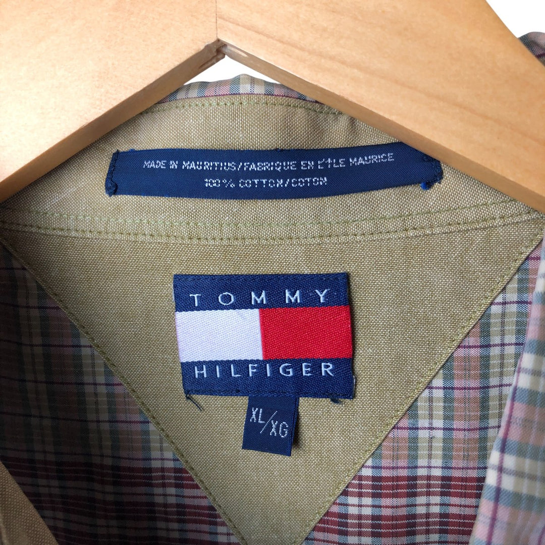 Vintage 90'S Tommy Hilfiger long-sleeved button-down check shirt, men's size XL cotton red type Vintage Second Hand