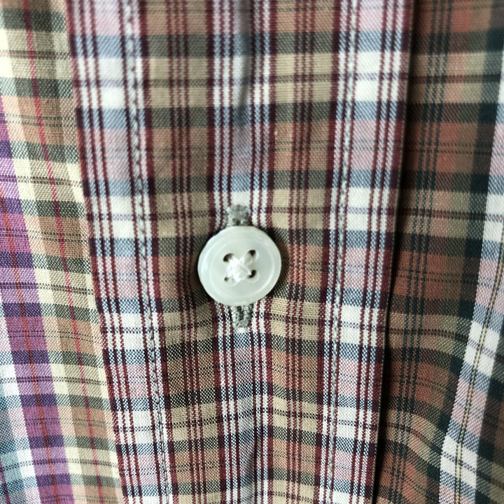 Vintage 90'S Tommy Hilfiger long-sleeved button-down check shirt, men's size XL cotton red type Vintage Second Hand