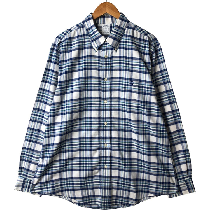 Brooks Brothers 1818 Long Sleeve Button-Down Check Shirt, Men's Size XL Supima Cotton white type Vintage Second Hand