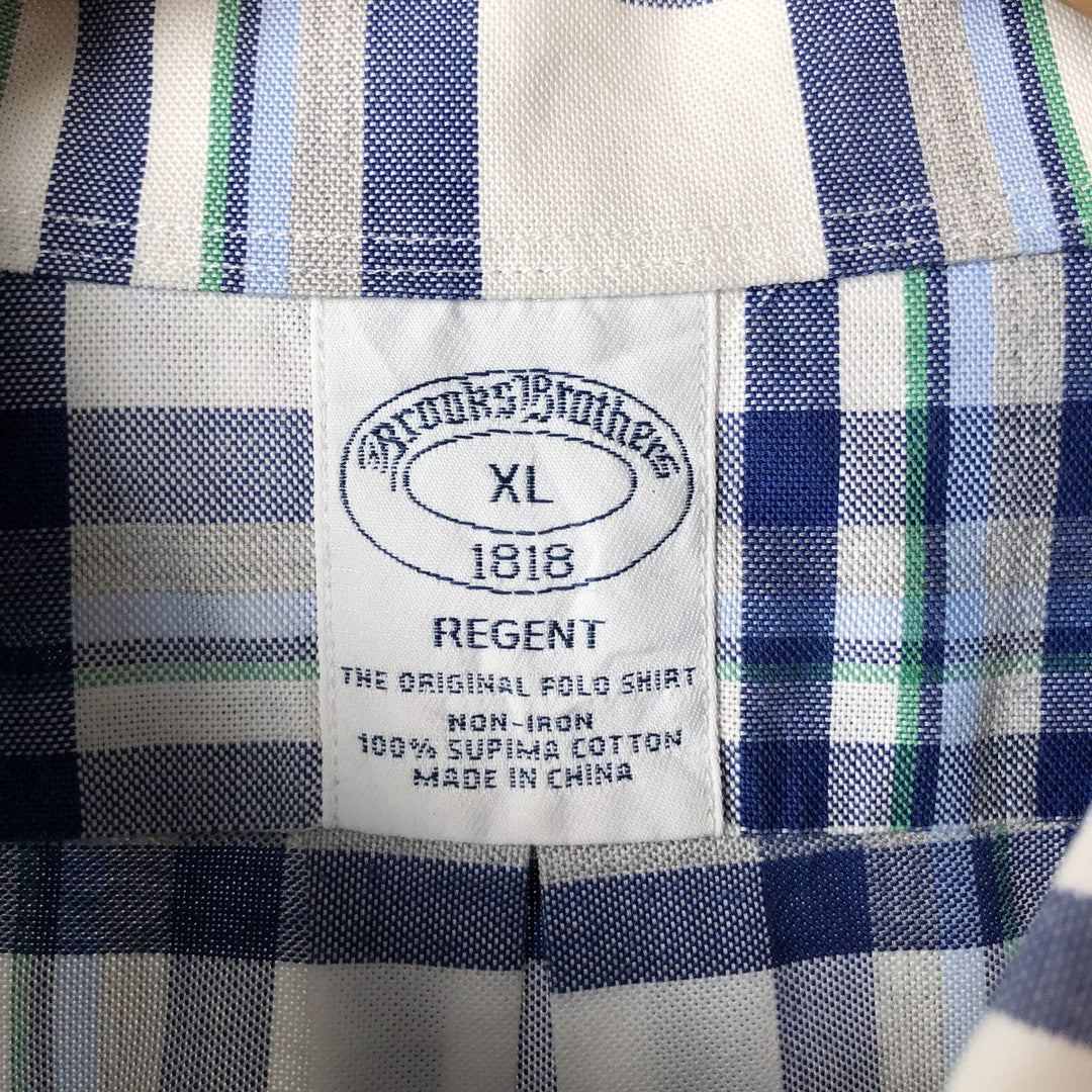 Brooks Brothers 1818 Long Sleeve Button-Down Check Shirt, Men's Size XL Supima Cotton white type Vintage Second Hand