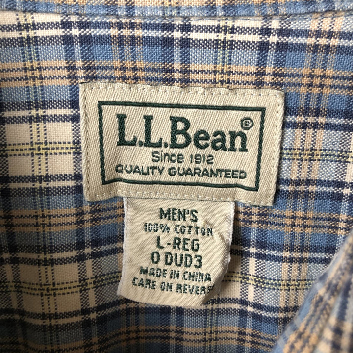 90s-00'S Vintage LLBean Long Sleeve Button-Down Check Shirt, Men's Size L cotton Beige type Vintage Second Hand