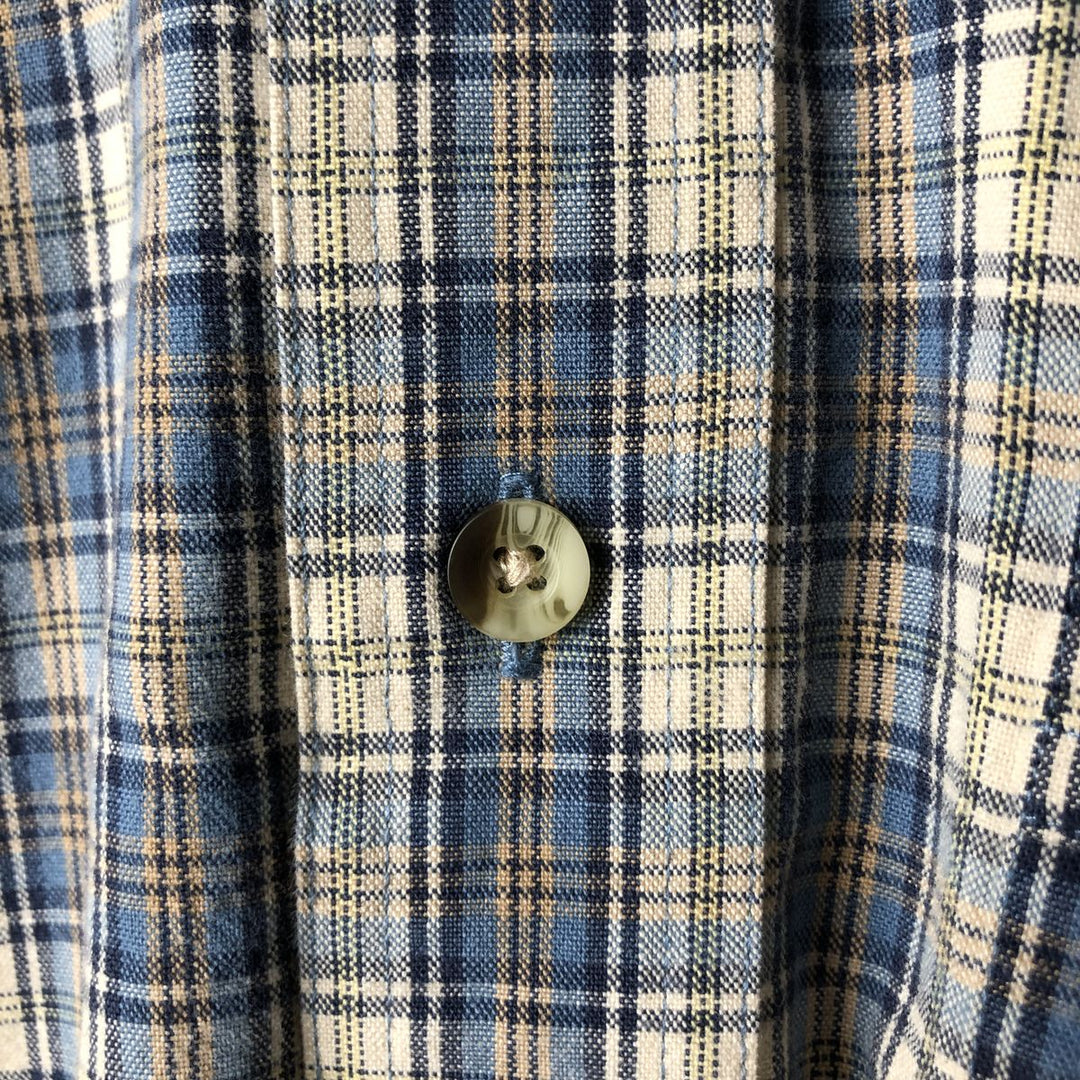 90s-00'S Vintage LLBean Long Sleeve Button-Down Check Shirt, Men's Size L cotton Beige type Vintage Second Hand