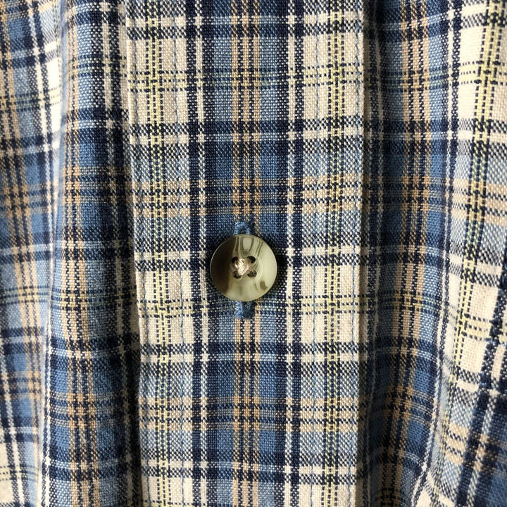 90s-00'S Vintage LLBean Long Sleeve Button-Down Check Shirt, Men's Size L cotton Beige type Vintage Second Hand