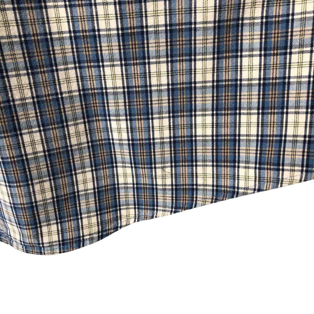 90s-00'S Vintage LLBean Long Sleeve Button-Down Check Shirt, Men's Size L cotton Beige type Vintage Second Hand