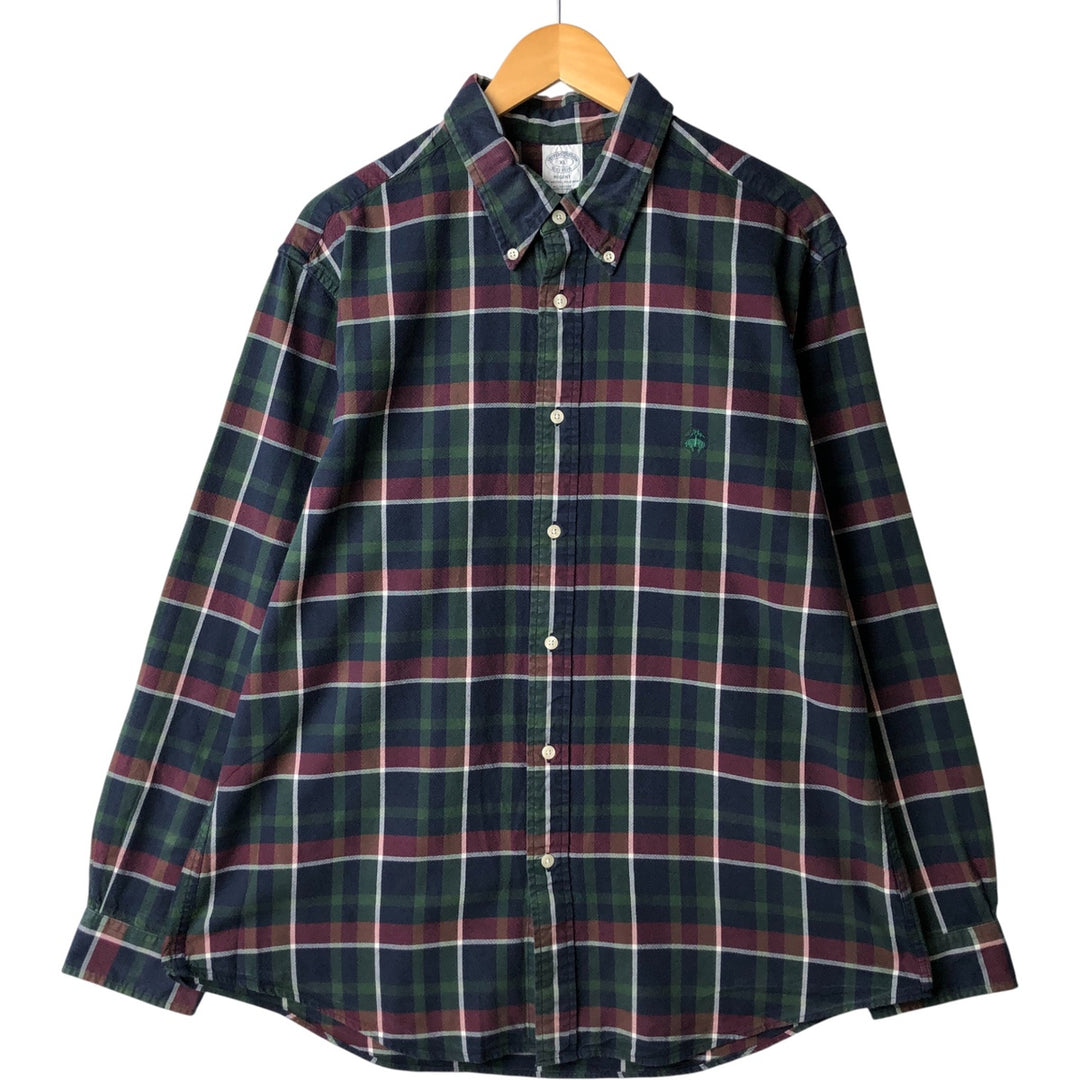 Brooks Brothers Est.1818 Long Sleeve Button-Down Check Shirt, Men's XL cotton navy blue type Vintage Second Hand