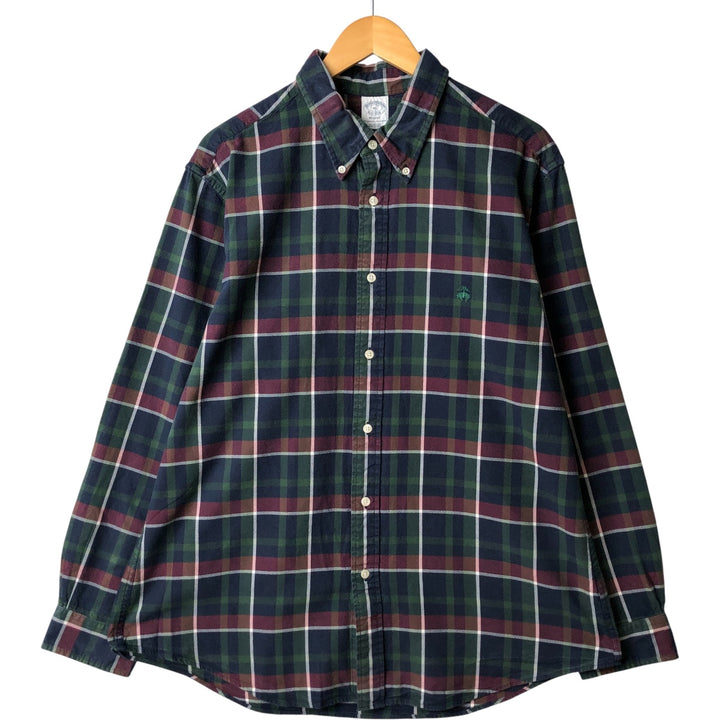 Brooks Brothers Est.1818 Long Sleeve Button-Down Check Shirt, Men's XL cotton navy blue type Vintage Second Hand