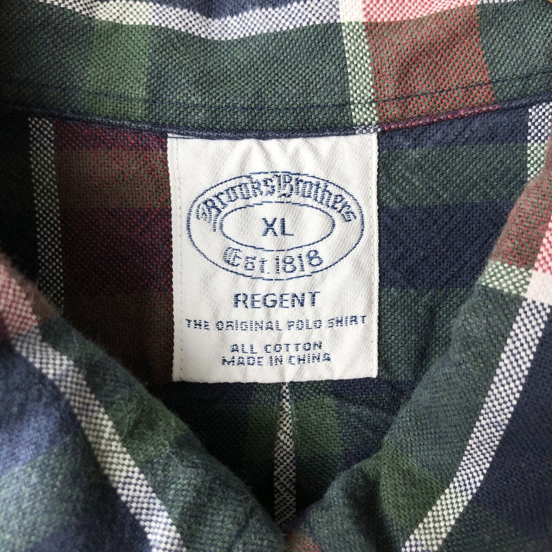 Brooks Brothers Est.1818 Long Sleeve Button-Down Check Shirt, Men's XL cotton navy blue type Vintage Second Hand