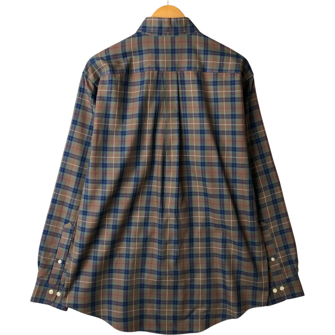 Brooks Brothers 346 Long Sleeve Button-Down Check Shirt, Men's Size Medium cotton beige type brown Vintage Second Hand