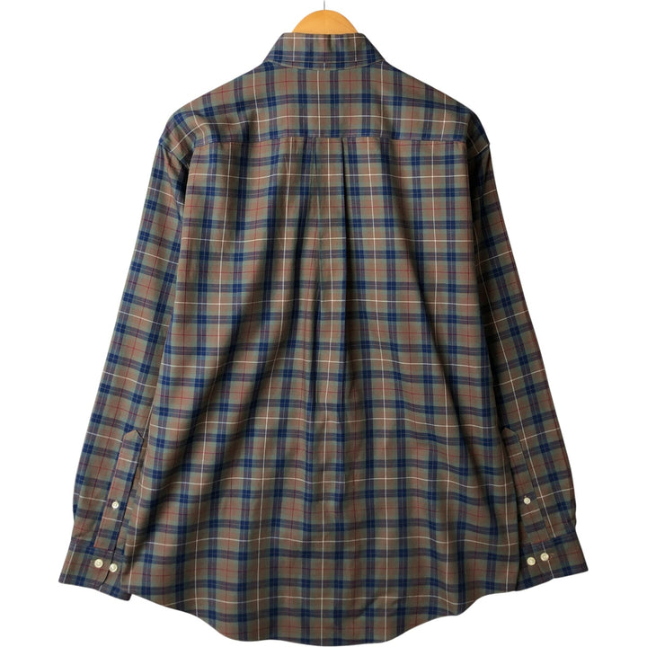 Brooks Brothers 346 Long Sleeve Button-Down Check Shirt, Men's Size Medium cotton beige type brown Vintage Second Hand