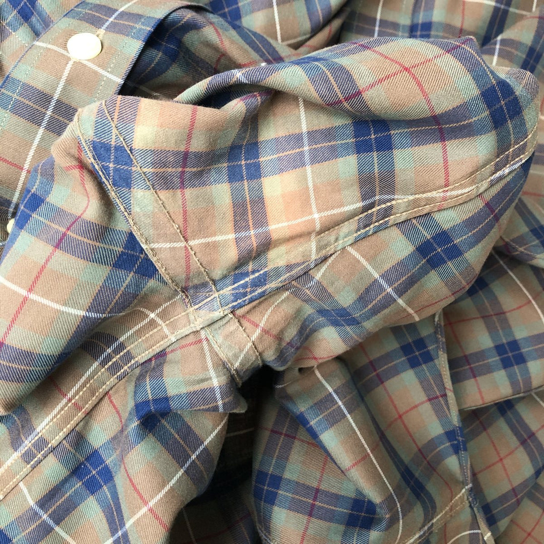 Brooks Brothers 346 Long Sleeve Button-Down Check Shirt, Men's Size Medium cotton beige type brown Vintage Second Hand