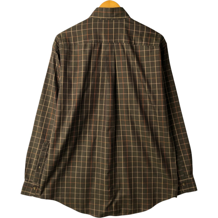 Brooks Brothers Est.1818 Long Sleeve Button-Down Check Shirt, Men's Size M cotton Khaki type Vintage Second Hand