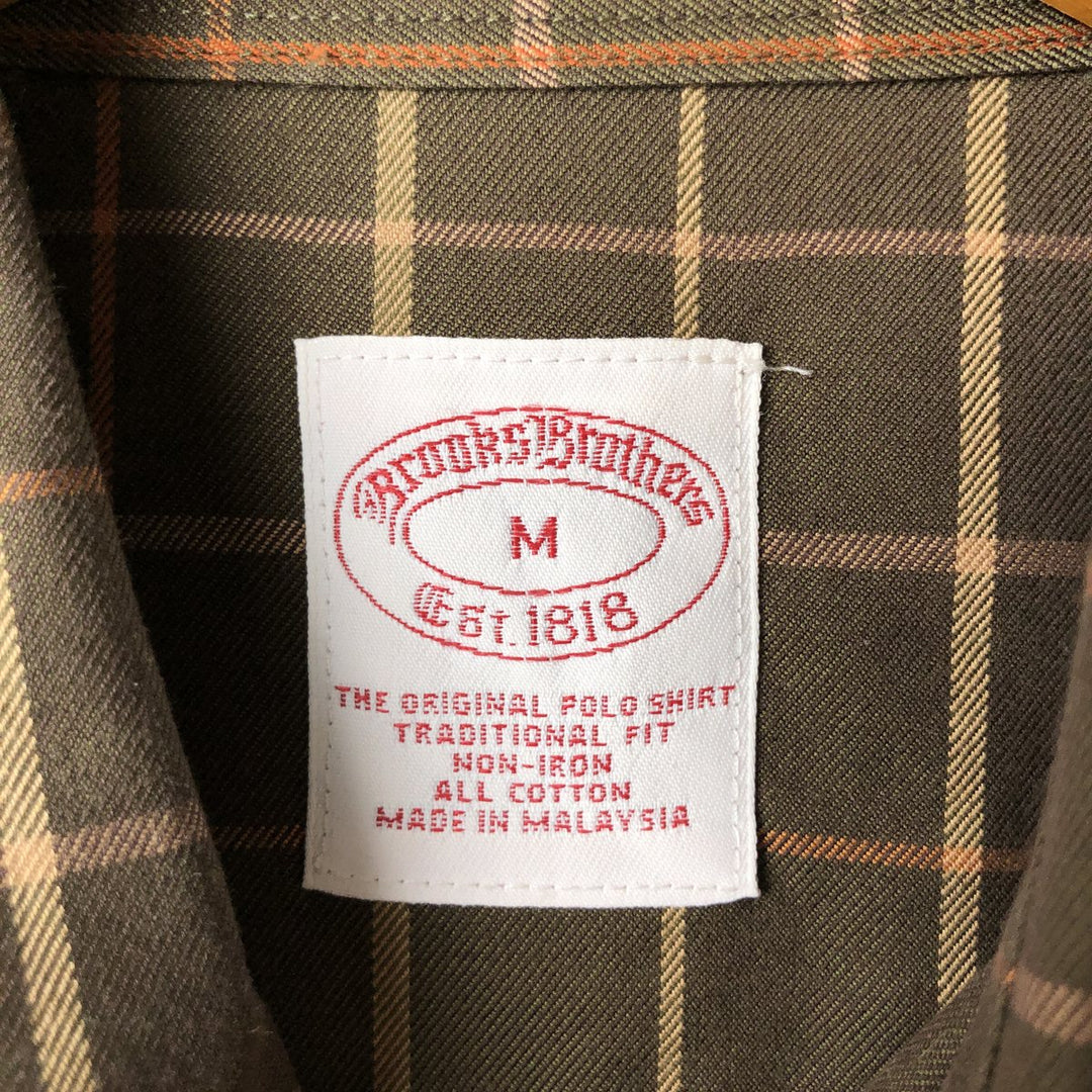 Brooks Brothers Est.1818 Long Sleeve Button-Down Check Shirt, Men's Size M cotton Khaki type Vintage Second Hand