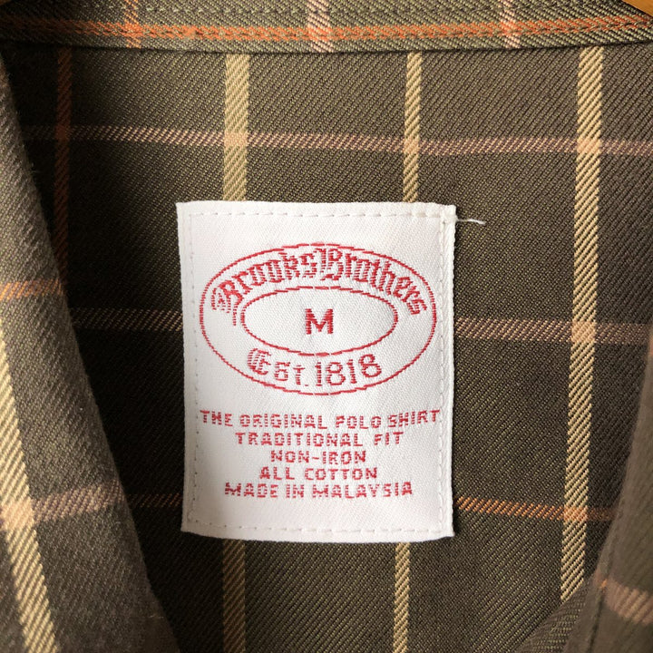 Brooks Brothers Est.1818 Long Sleeve Button-Down Check Shirt, Men's Size M cotton Khaki type Vintage Second Hand