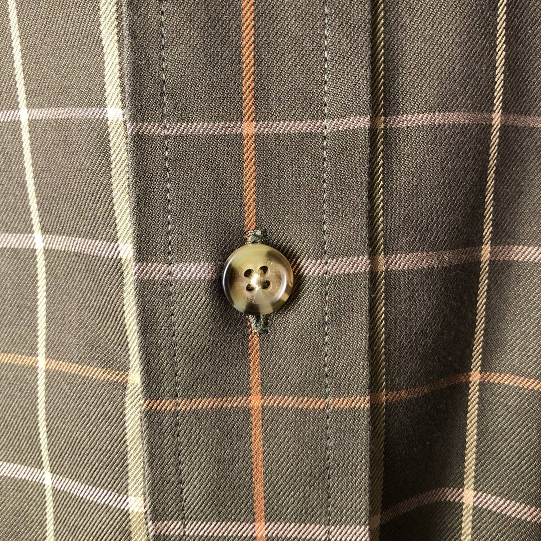 Brooks Brothers Est.1818 Long Sleeve Button-Down Check Shirt, Men's Size M cotton Khaki type Vintage Second Hand