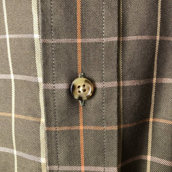 Brooks Brothers Est.1818 Long Sleeve Button-Down Check Shirt, Men's Size M cotton Khaki type Vintage Second Hand