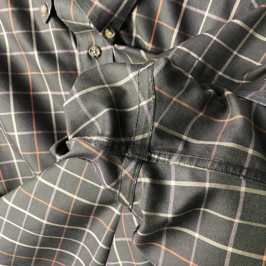 Brooks Brothers Est.1818 Long Sleeve Button-Down Check Shirt, Men's Size M cotton Khaki type Vintage Second Hand