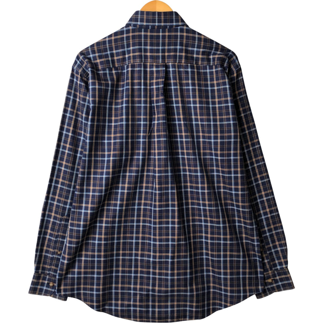 Brooks Brothers 346 Long Sleeve Button-Down Check Shirt, Men's Size Medium cotton navy blue type Vintage Second Hand