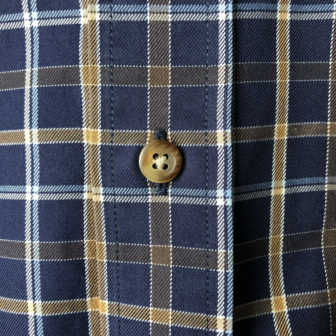 Brooks Brothers 346 Long Sleeve Button-Down Check Shirt, Men's Size Medium cotton navy blue type Vintage Second Hand