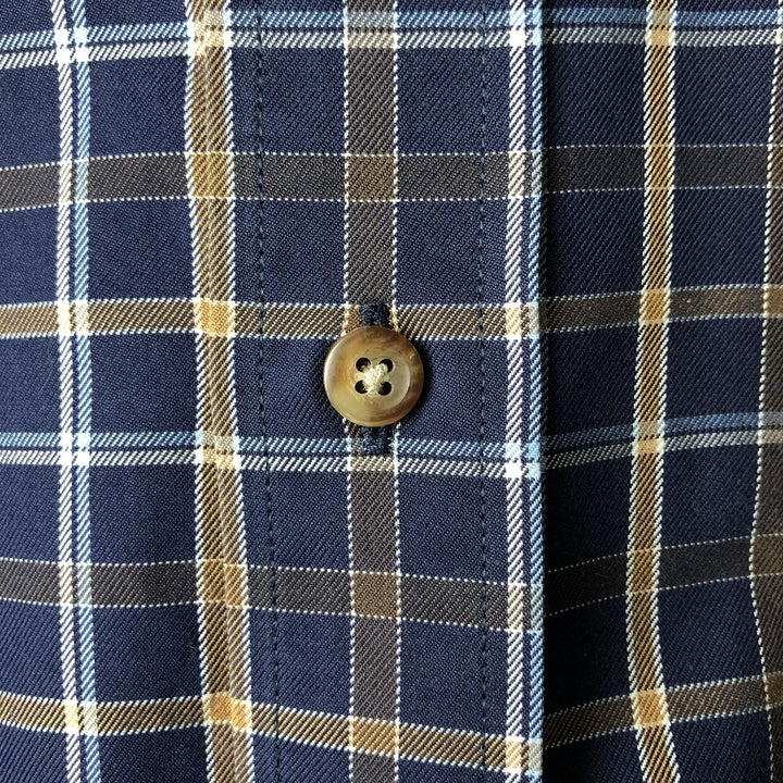 Brooks Brothers 346 Long Sleeve Button-Down Check Shirt, Men's Size Medium cotton navy blue type Vintage Second Hand