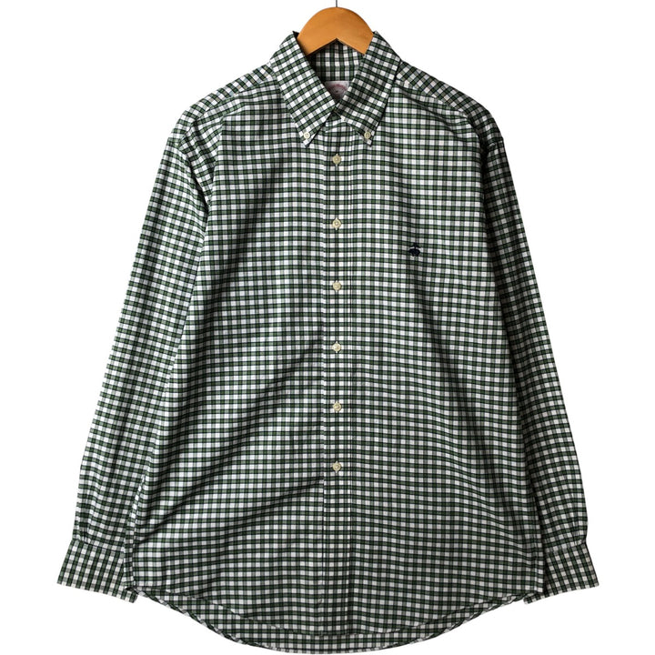 Brooks Brothers 346 Long Sleeve Button-Down Check Shirt, Men's Size Medium Supima Cotton white type Vintage Second Hand