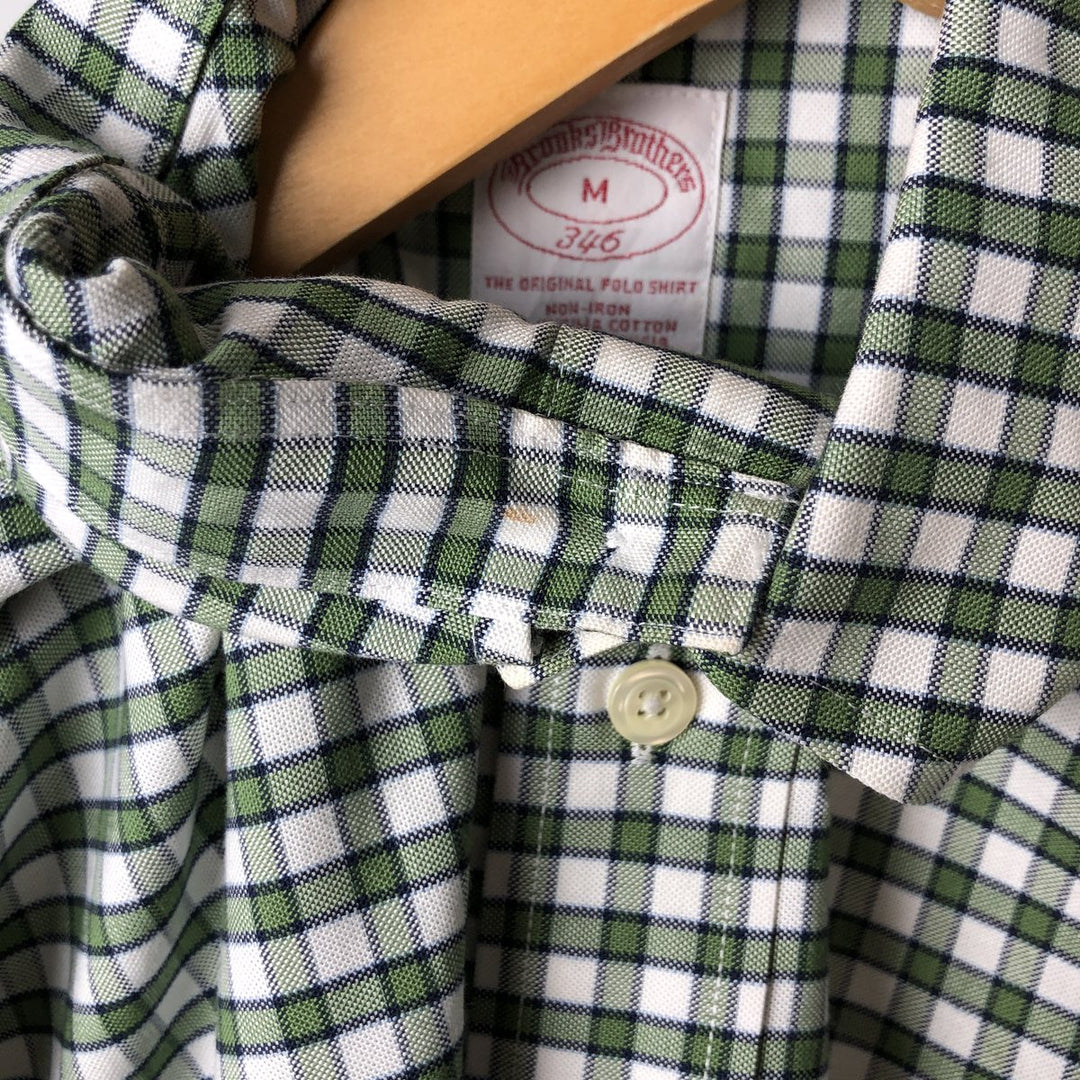 Brooks Brothers 346 Long Sleeve Button-Down Check Shirt, Men's Size Medium Supima Cotton white type Vintage Second Hand