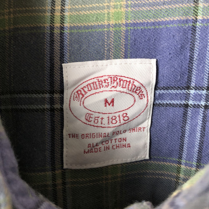 Brooks Brothers Est.1818 Long Sleeve Button-Down Check Shirt, Men's Size M cotton Purple type blue-purple Vintage Second Hand