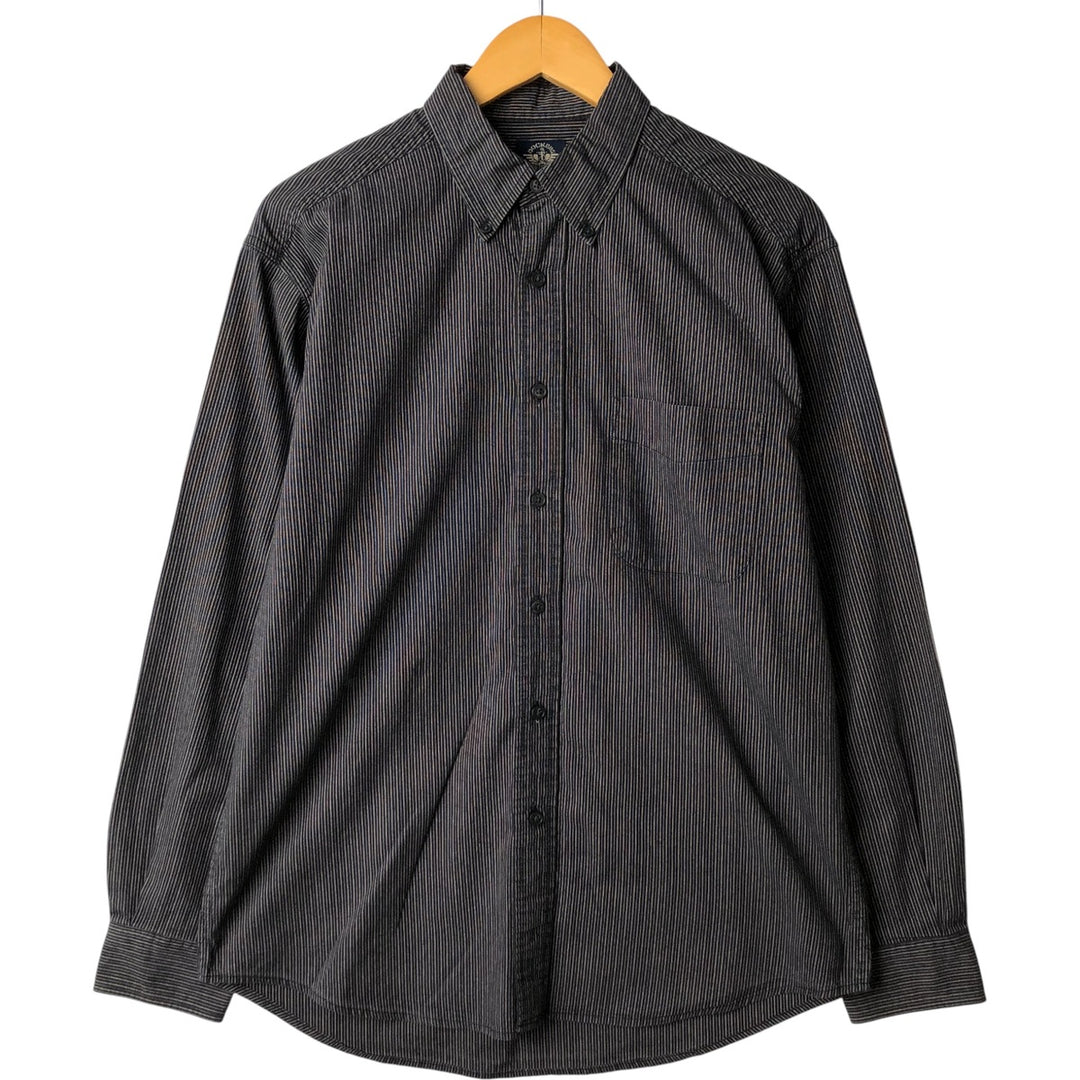 2000'S Dockers Long Sleeve Button-Down Striped Shirt, Men's Size Medium cotton black type Vintage Second Hand