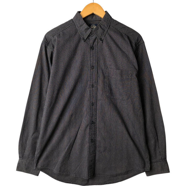 2000'S Dockers Long Sleeve Button-Down Striped Shirt, Men's Size Medium cotton black type Vintage Second Hand